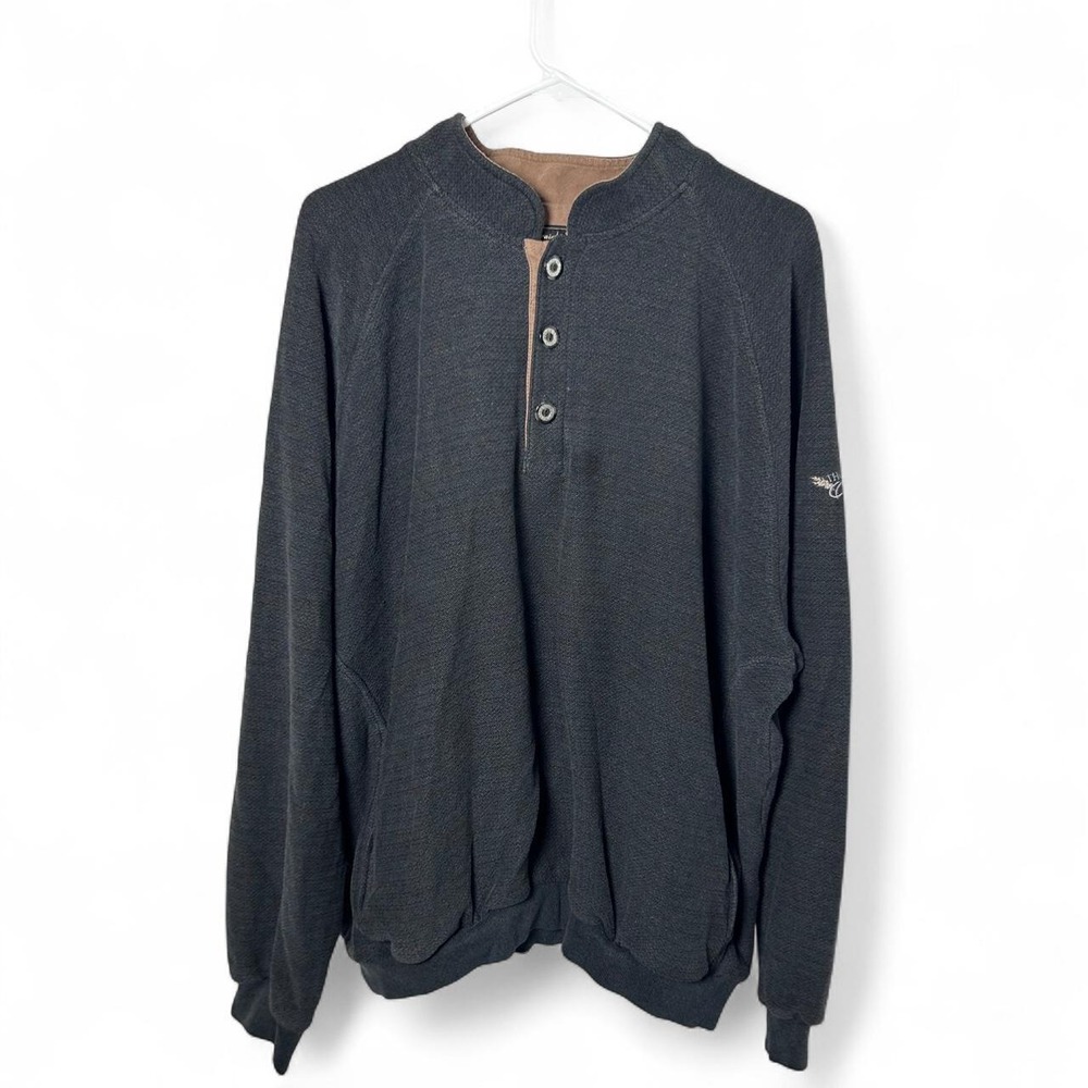 Straight Down Clothing Co. Men's XXL Gray Henley Sweatshirt thousand oak